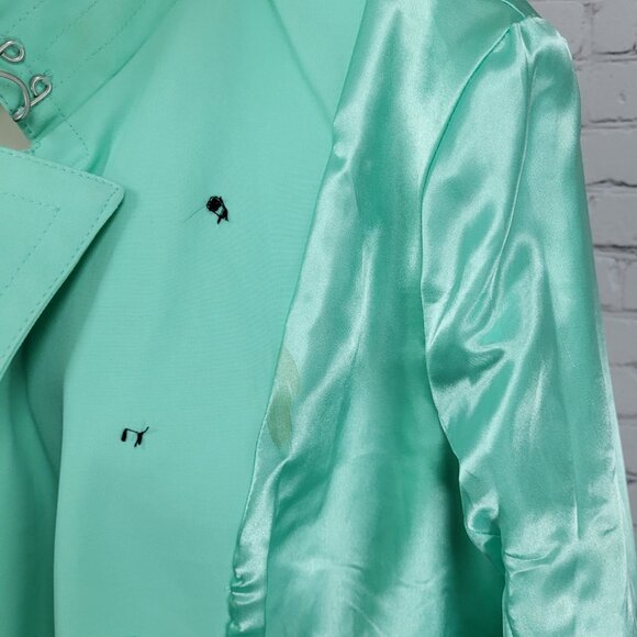 New York & Company Green Belted Double Breasted Trench Pea Coat Jacket Large L - Picture 8 of 16